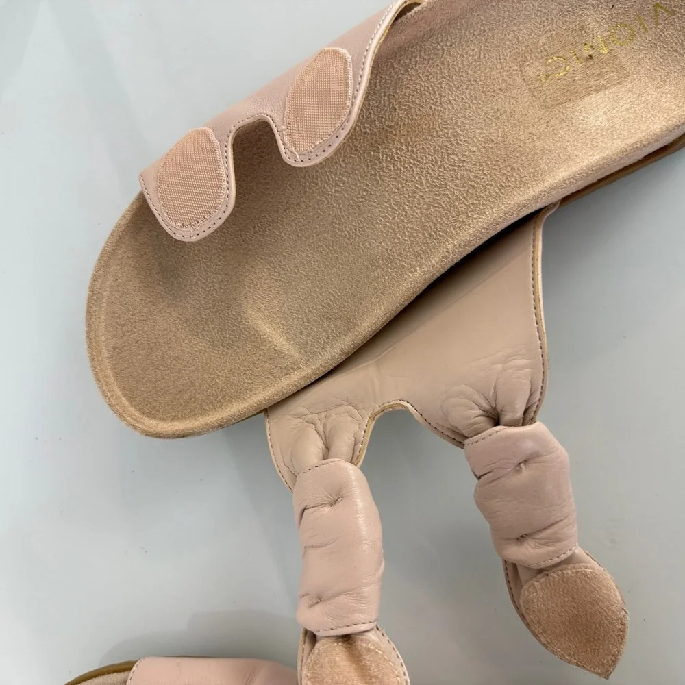 Vionic Elara Slide Sandals Womens 8.5 Pink Leather Knotted Adjustable Straps